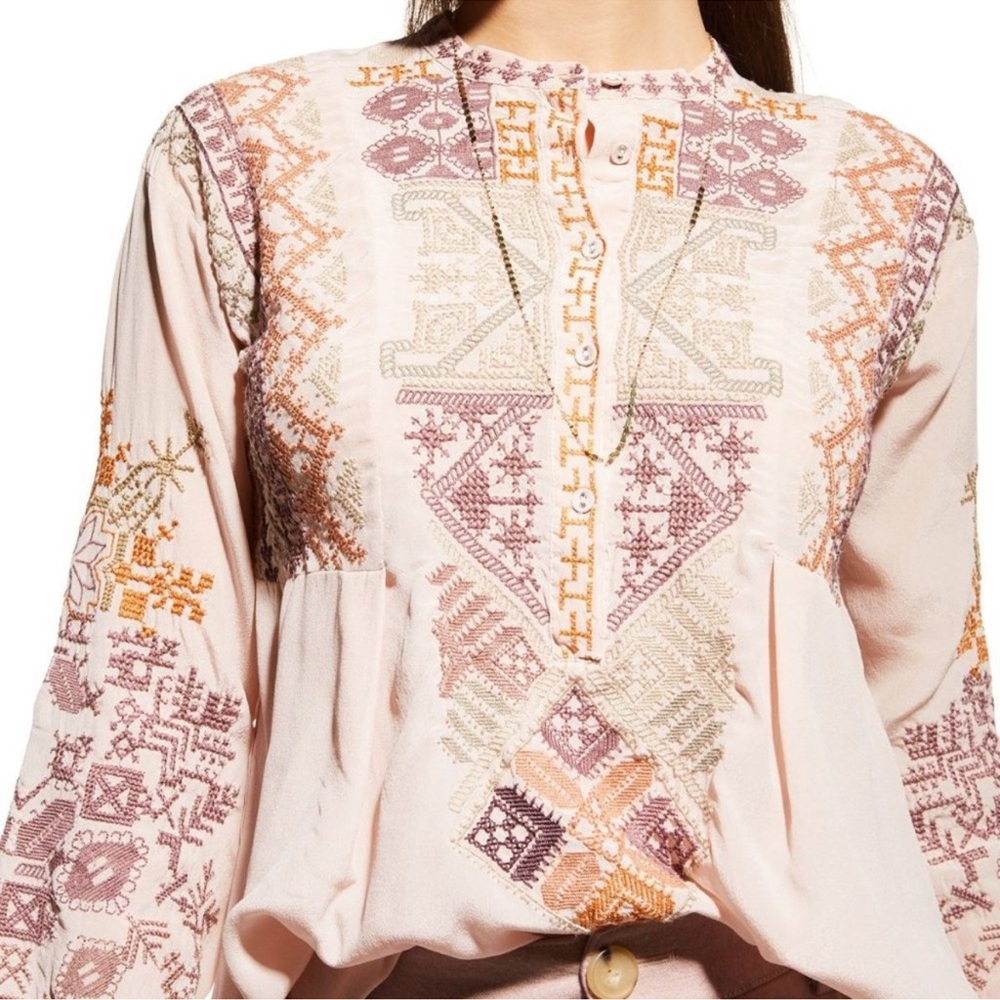 Johnny Was Hayes Blouse Dusty Pink 1X NWT